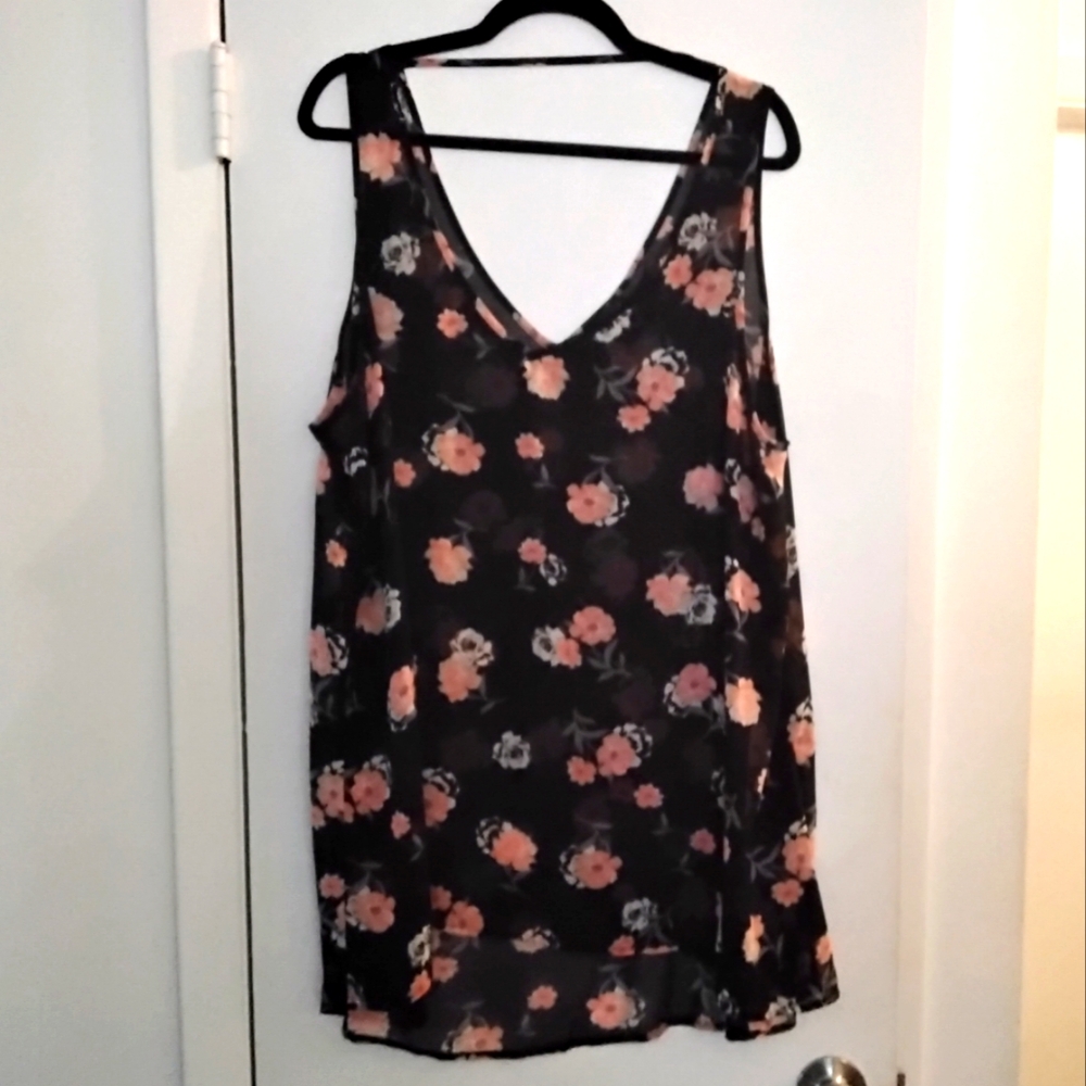 Torrid Floral Sheer Tank, Size 2
